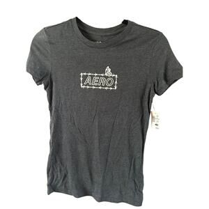 NEW Aero Juniors Gray Graphic Short Sleeve T Shirt sz S